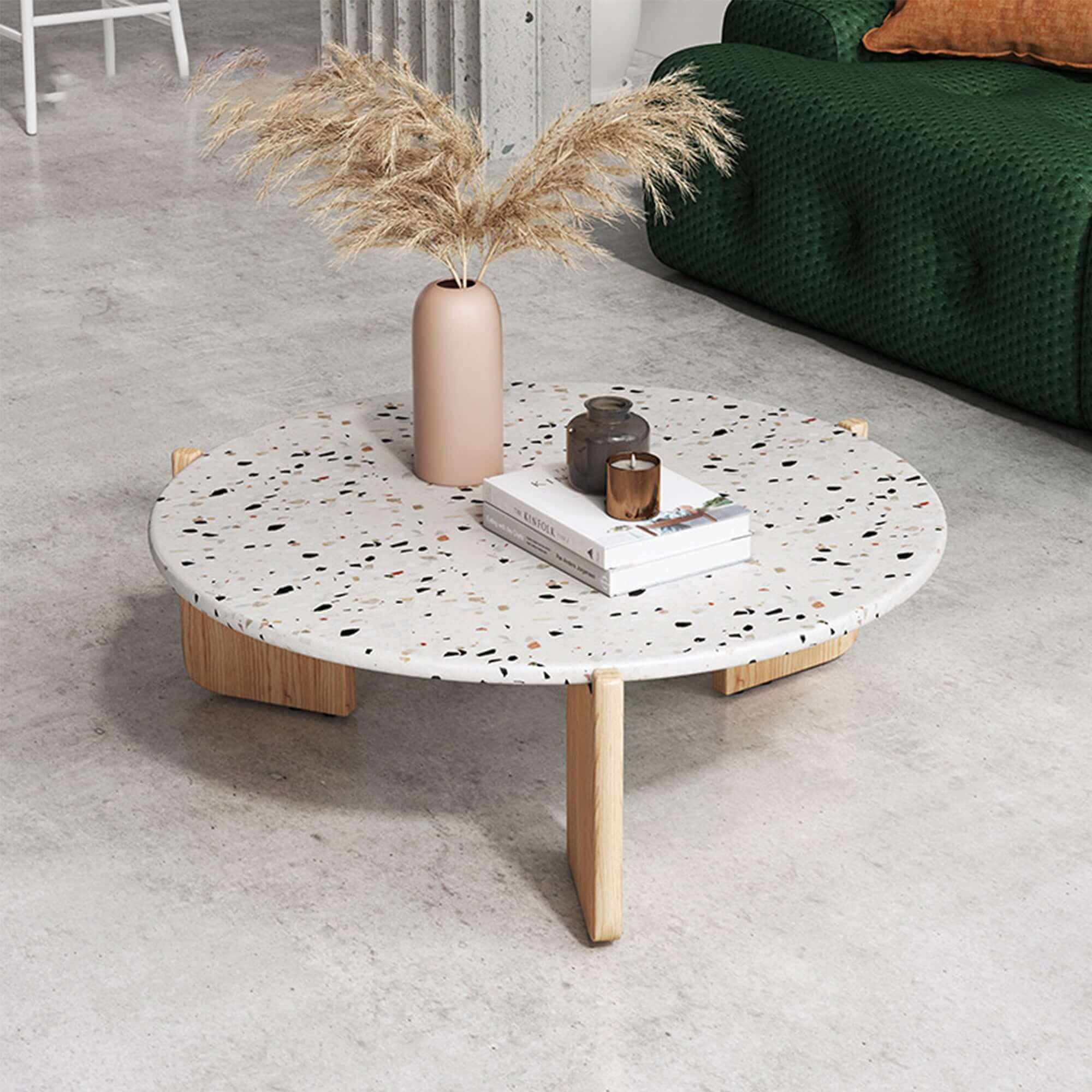 Set of modern terrazzo end tables with creative design, perfect as coffee side tables