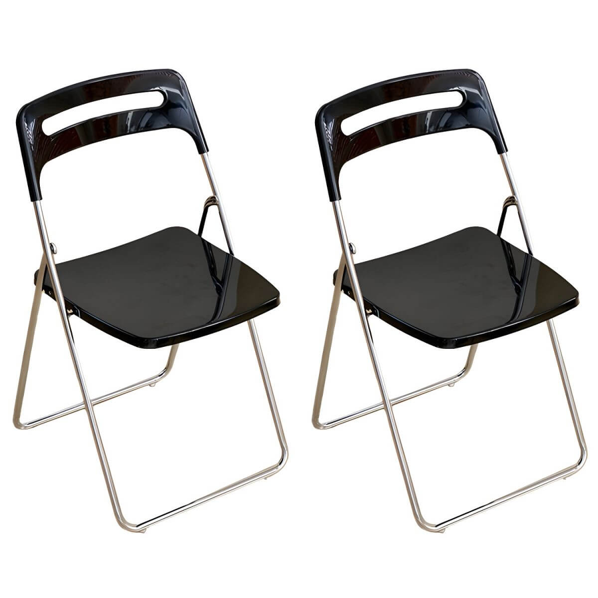 Modern collapsible open back side chair made of plastic and acrylic, ideal for kitchen and dining areas