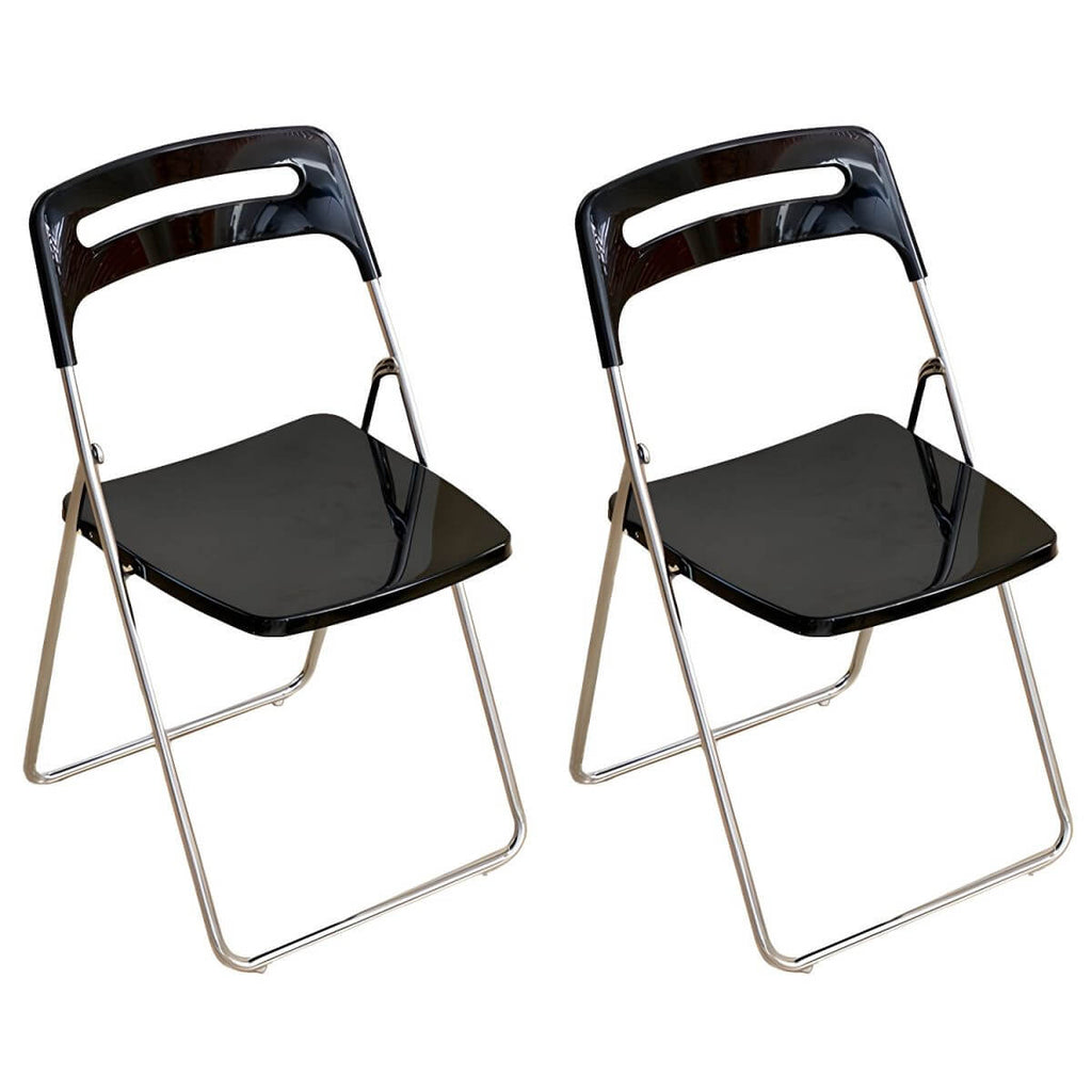 Modern collapsible open back side chair made of plastic and acrylic, ideal for kitchen and dining areas