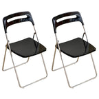 Modern collapsible open back side chair made of plastic and acrylic, ideal for kitchen and dining areas