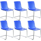 Scandinavian style plastic and acrylic dining side chair with silver legs, non-upholstered design