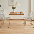 Scandinavian style stackable armless side chair made of plastic and acrylic for dining