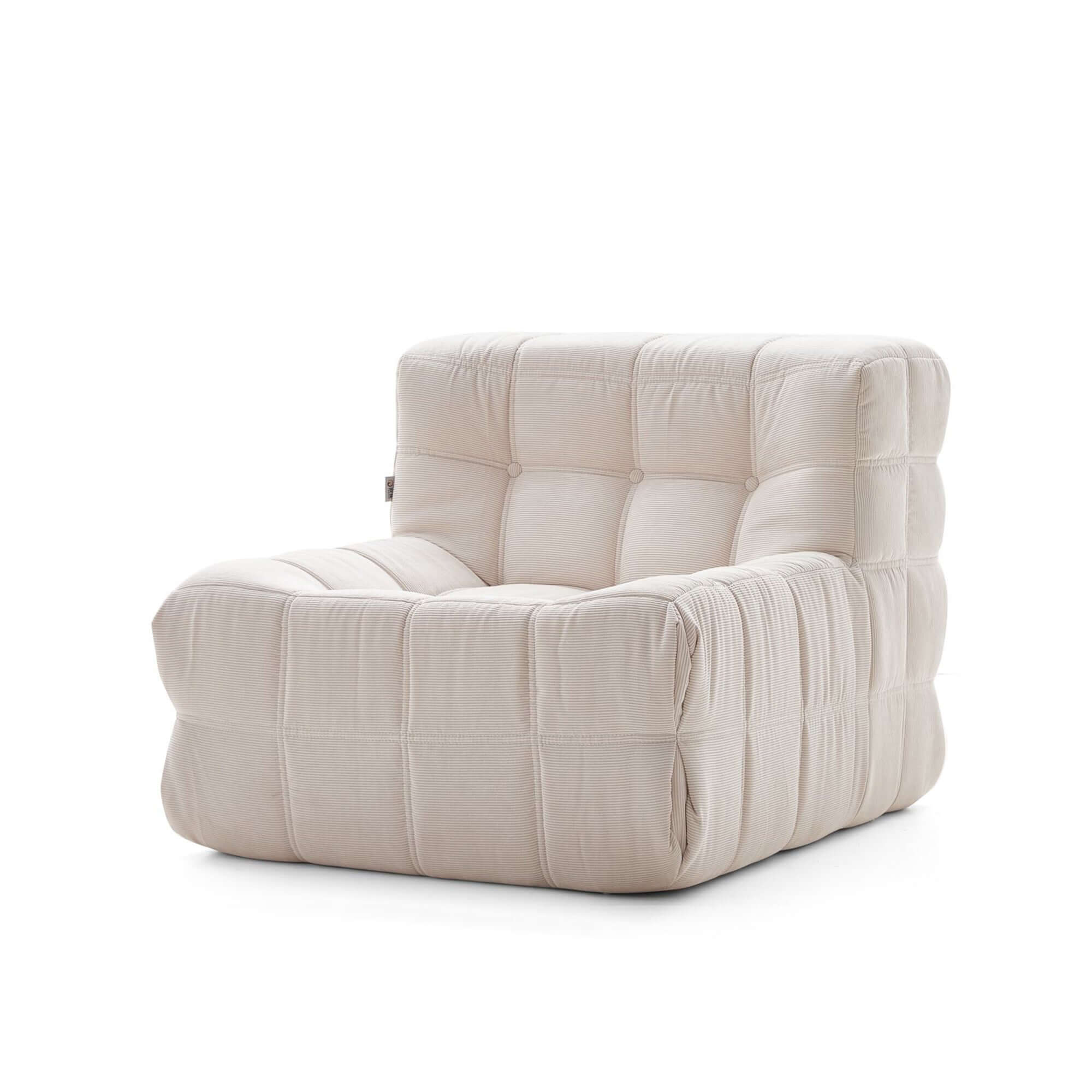 Comfortable tufted corduroy bean bag chair with soft upholstery, perfect for lazy lounging