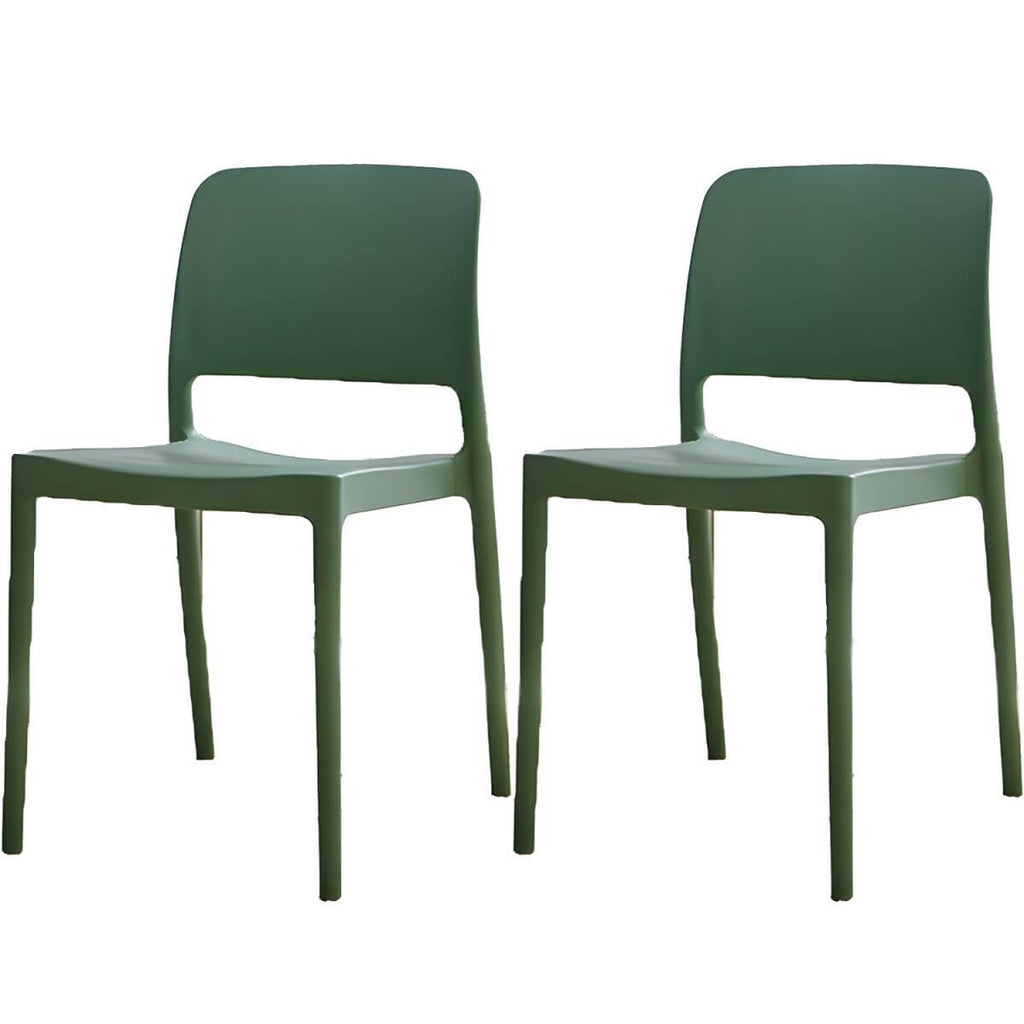 Scandinavian plastic and acrylic dining chair with low backrest and armless design