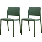 Scandinavian plastic and acrylic dining chair with low backrest and armless design