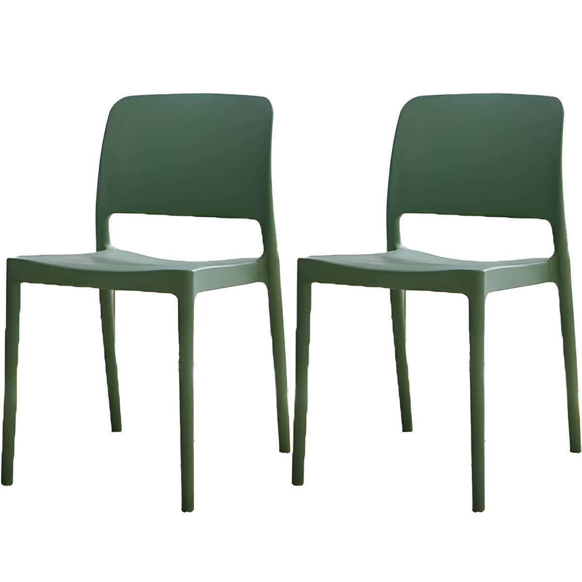 Scandinavian plastic and acrylic dining chair with low backrest and armless design