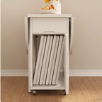 Round folding dining table with marble texture, perfect for small homes and space-saving design