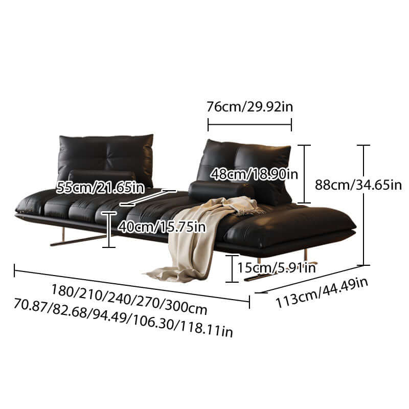 Double sided leather upholstered sofa designed for living room comfort and style