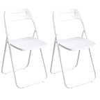 Modern collapsible open back side chair made of plastic and acrylic, ideal for kitchen and dining areas