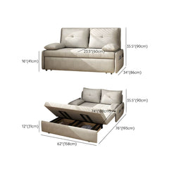 Modern White Polyester Blend Sleeper Sofa with Metal Frame and Casters Futons