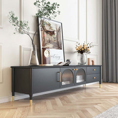 Modern Wood TV Stand Cabinet with Glass Door