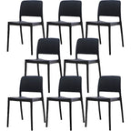 Scandinavian plastic and acrylic dining chair with low backrest and armless design
