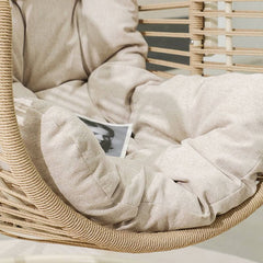 Tropical Cocoa/Cream/Chalk Alloy Frame Upholstered Porch Swing with Stand and Chain, Stand Included Porch Swings