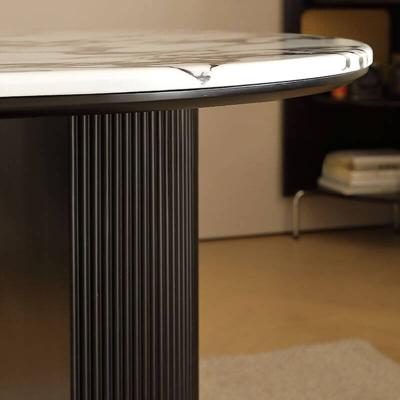 Oval multicolor genuine marble dining table set with 4 chairs for stylish dining rooms