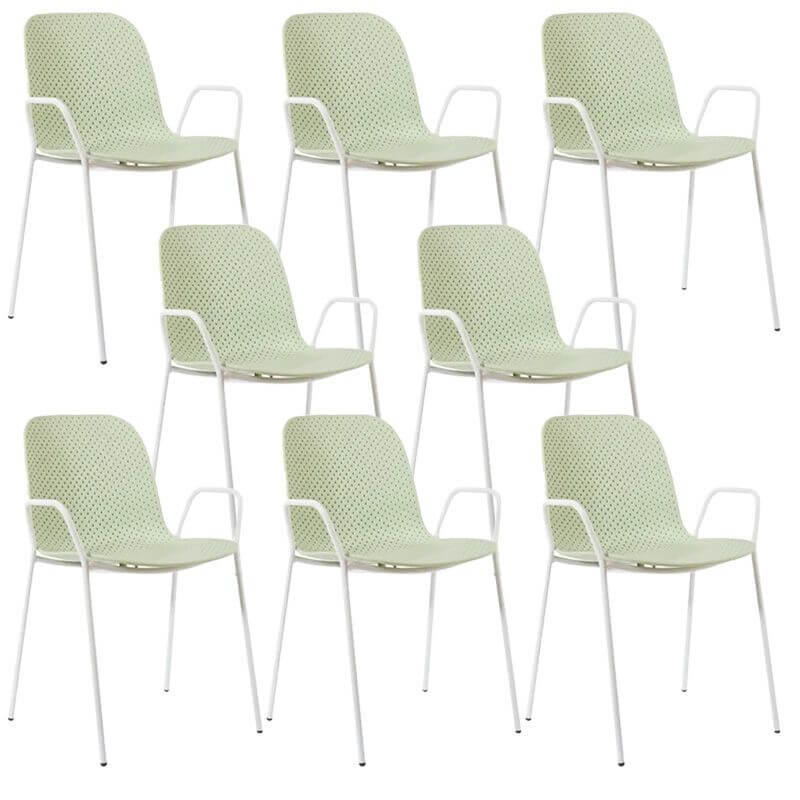 Scandinavian stackable kitchen chair with plastic and acrylic seat and metal legs