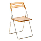 Modern collapsible open back side chair made of plastic and acrylic, ideal for kitchen and dining areas