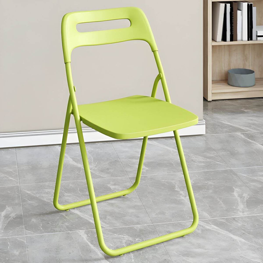 Modern collapsible open back side chair made of plastic and acrylic, ideal for kitchen and dining areas