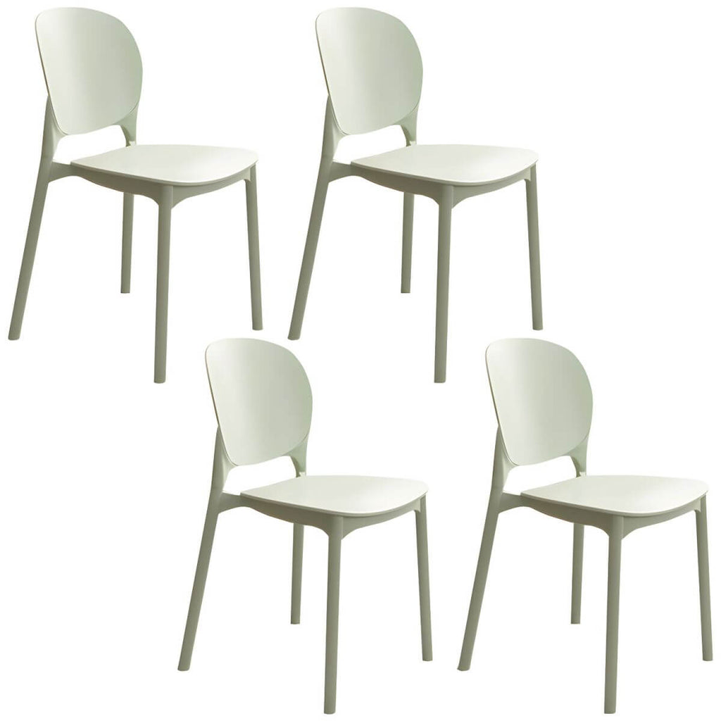 Stackable Scandinavian side chair with open back made of plastic and acrylic for dining