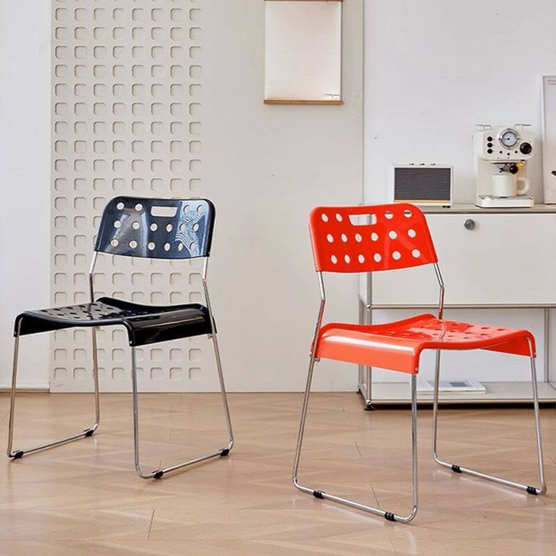 Stackable plastic and acrylic side chair for modern garden and dining use