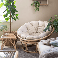 Natural Rattan Papasan Chair - Cozy Lounge Sofa