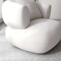 Scandinavian Fabric Sofa Biscuit Back Tuxedo Arm Sofa in White Sofa