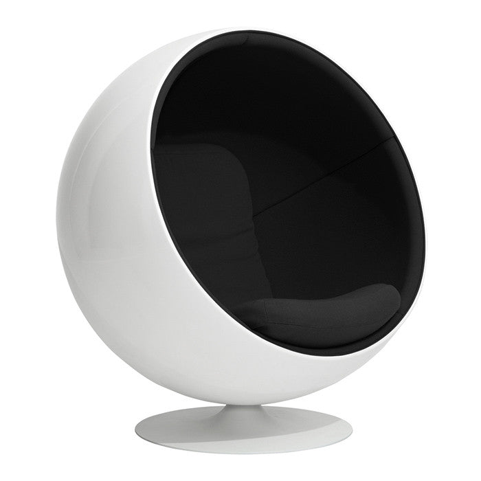 Scandinavian-Inspired Ball Chair in Fiberglass Shell