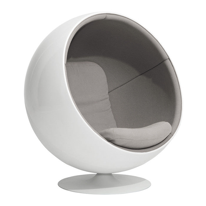 Scandinavian-Inspired Ball Chair in Fiberglass Shell