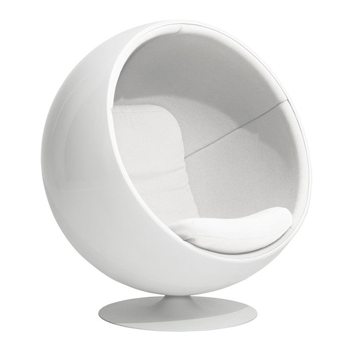 Scandinavian-Inspired Ball Chair in Fiberglass Shell