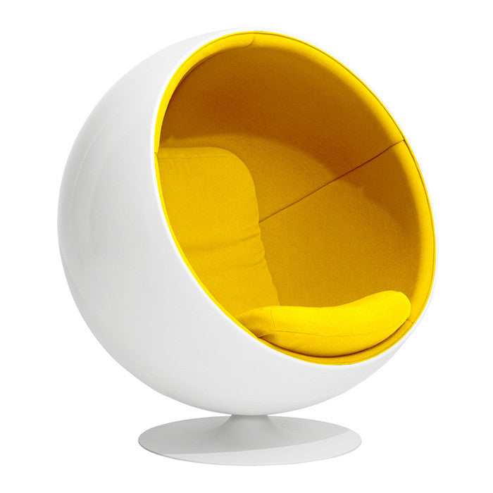 Scandinavian-Inspired Ball Chair in Fiberglass Shell