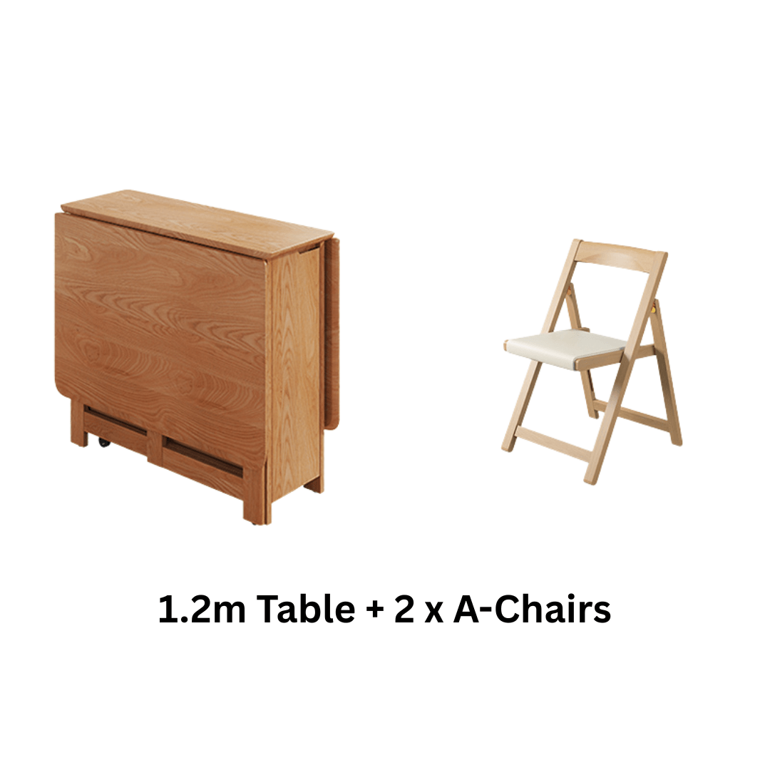 Solid wood folding dining set with chairs, versatile and space-saving furniture for dining rooms