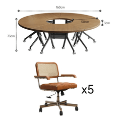 Elegant Fusion: Modern Curve-Design Foldable Conference Table with Comfortable Mesh Chairs