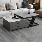 Modern square steel frame nesting coffee tables set with two pieces, including a small table