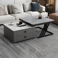 Square Steel Frame Modern Nesting Coffee Tables Set with Small Table, 2-Piece Collection Coffee Tables