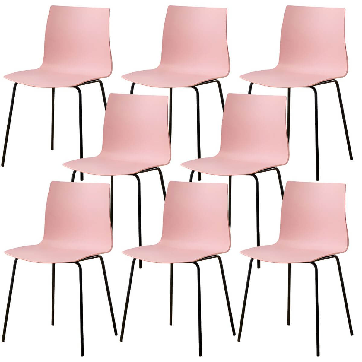 Modern plastic and acrylic side chair with metal legs, ideal for kitchen and dining rooms