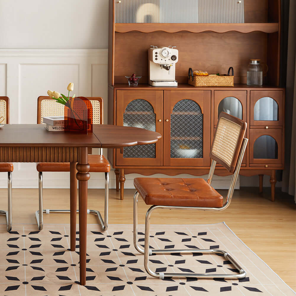 Set of 2 boxwood solid wood chairs with cane weaving, perfect for stylish and durable seating