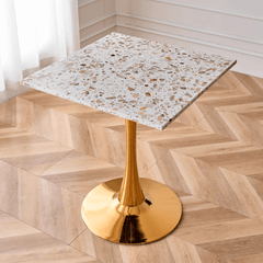 Chic Modern Marble Table – Sturdy Metal Base and Timeless Aesthetic for Any Space