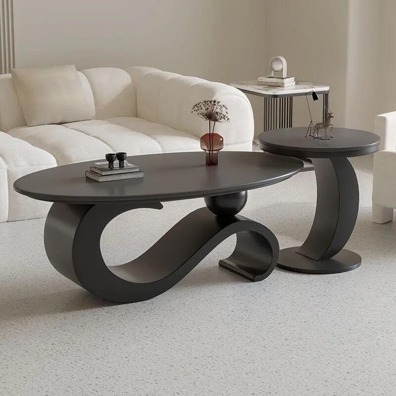 Abstract Sculptural Coffee Table in Sintered Stone and Steel