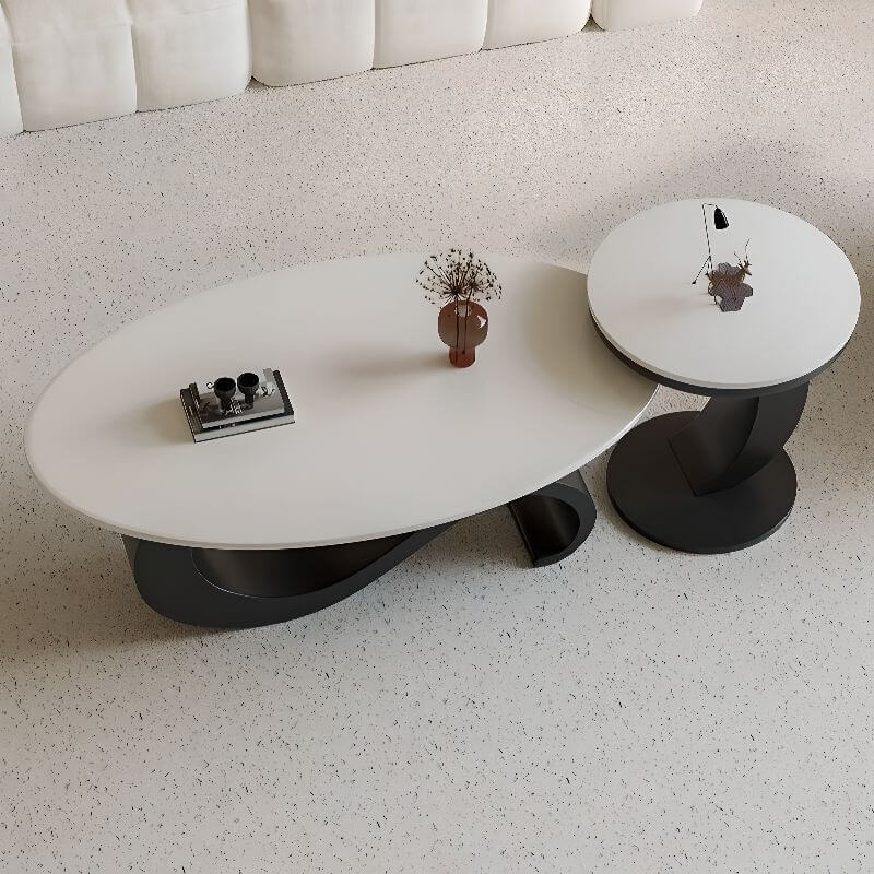 Abstract Sculptural Coffee Table in Sintered Stone and Steel