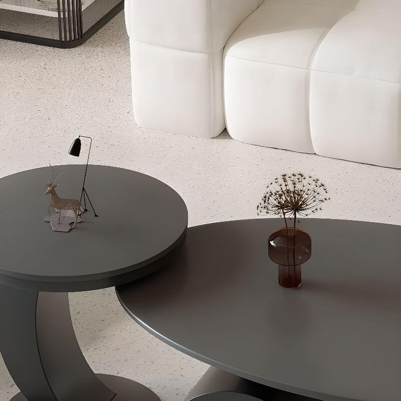 Abstract Sculptural Coffee Table in Sintered Stone and Steel