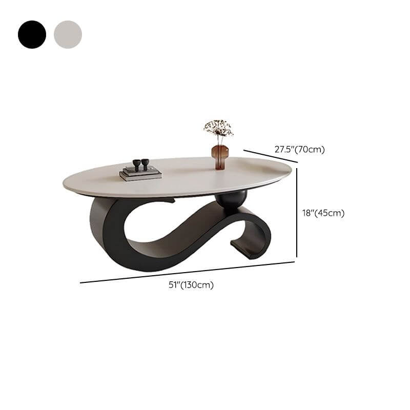 Abstract Sculptural Coffee Table in Sintered Stone and Steel Dimensions