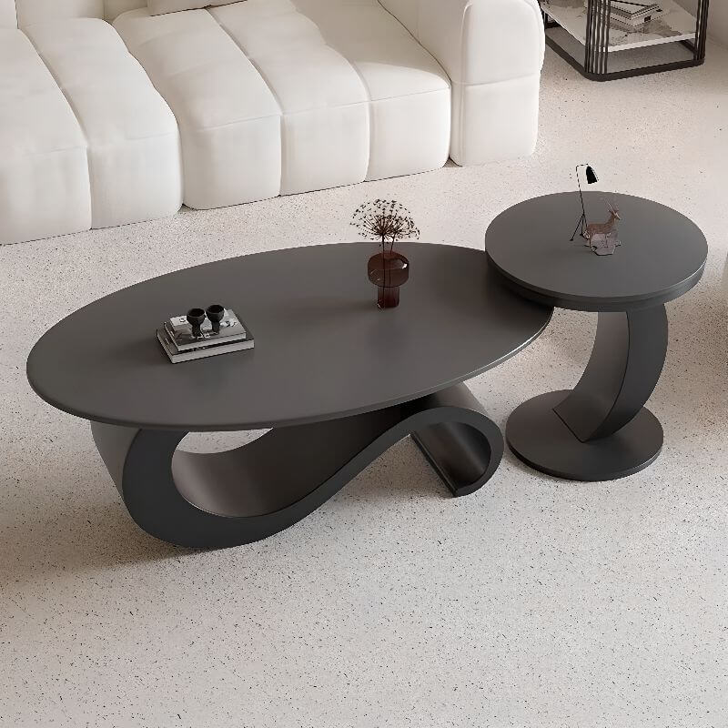 Abstract Sculptural Coffee Table in Sintered Stone and Steel Main Product Image Imagen principal del producto