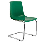 Scandinavian style plastic and acrylic dining side chair with silver legs, non-upholstered design