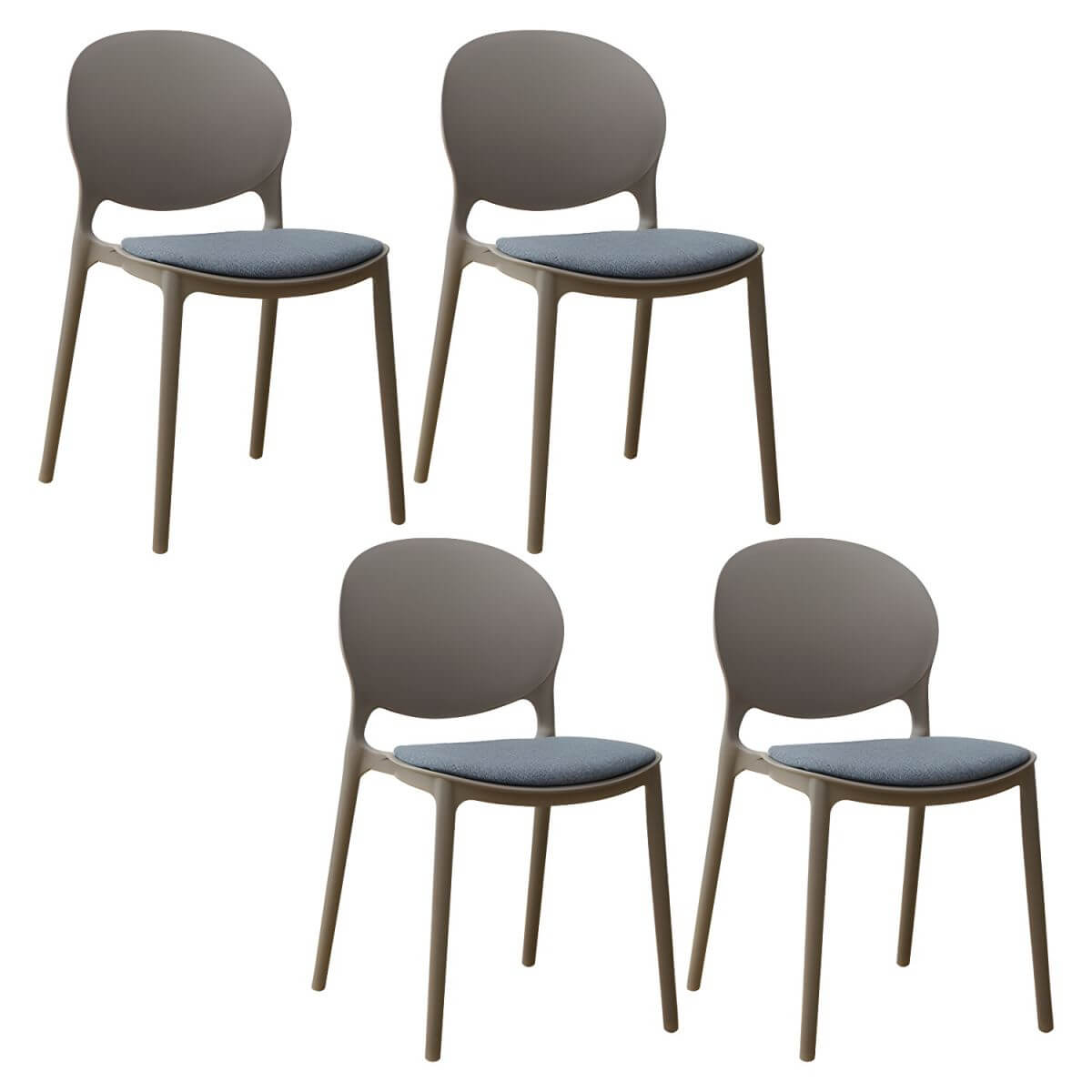 Scandinavian plastic dining chair with open back and four legs, ideal for home use