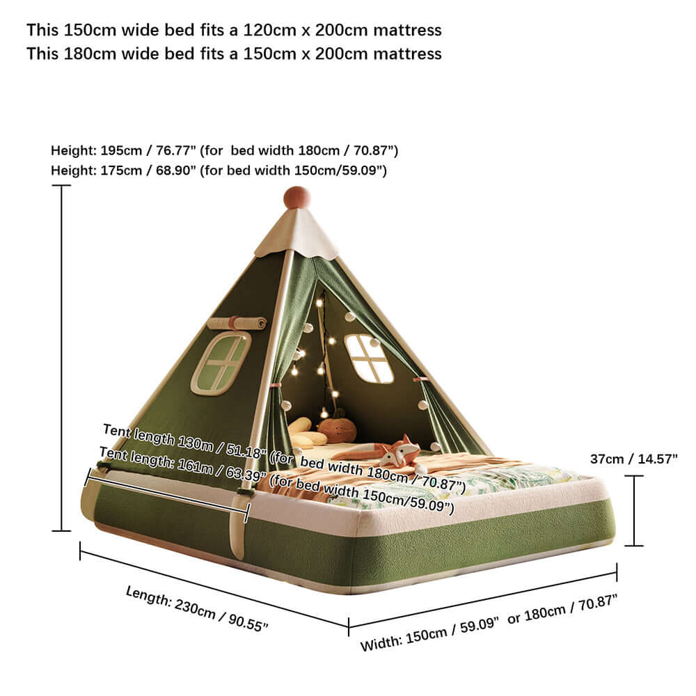 Christmas-themed upholstered kids tent bed providing a safe and festive play and rest space