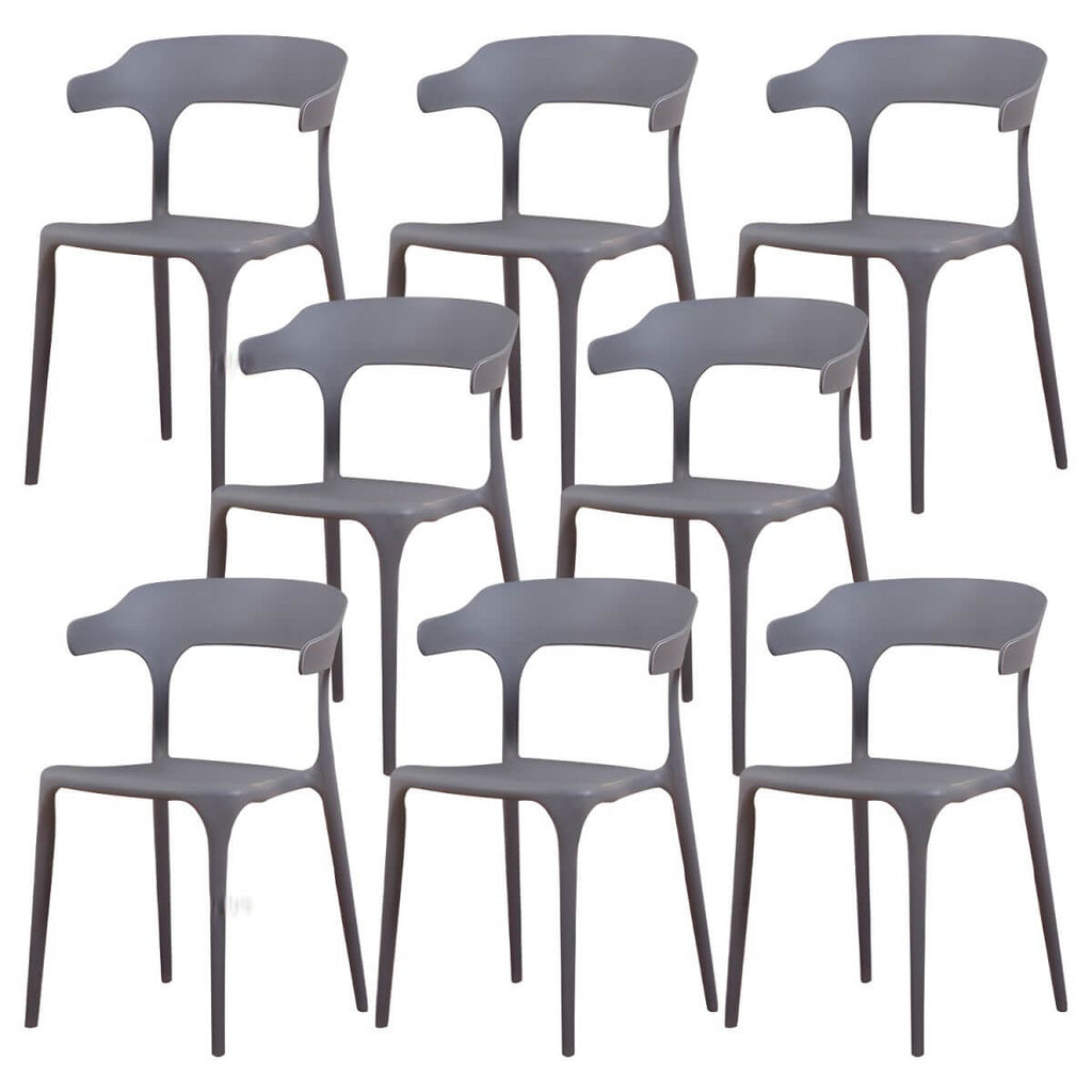 Stackable Nordic acrylic dining chair with armrest and clear acrylic legs