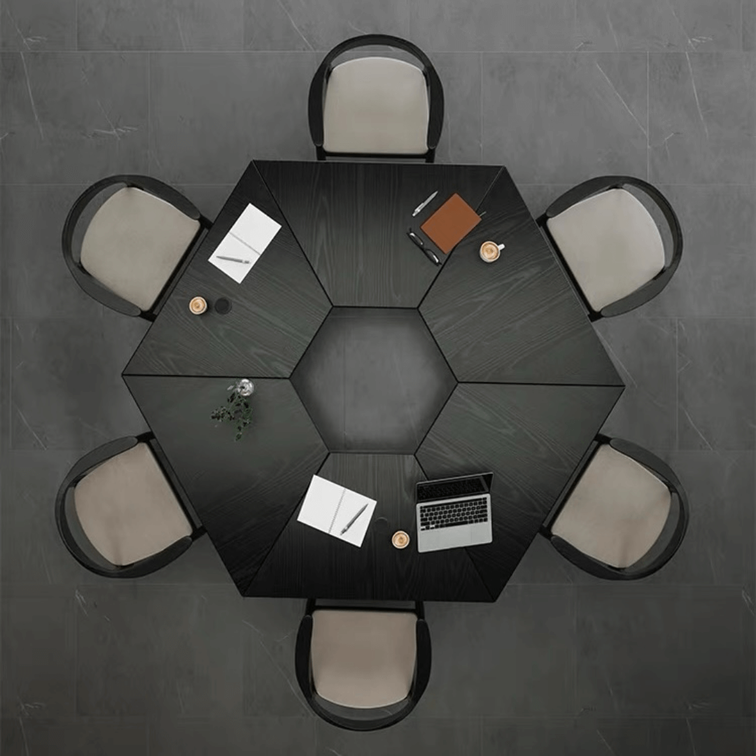 Black folding conference table with 360-degree casters for flexible workspace setups
