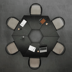 Sleek Black Folding Conference Table with 360° Casters - Ideal for Dynamic Workspaces