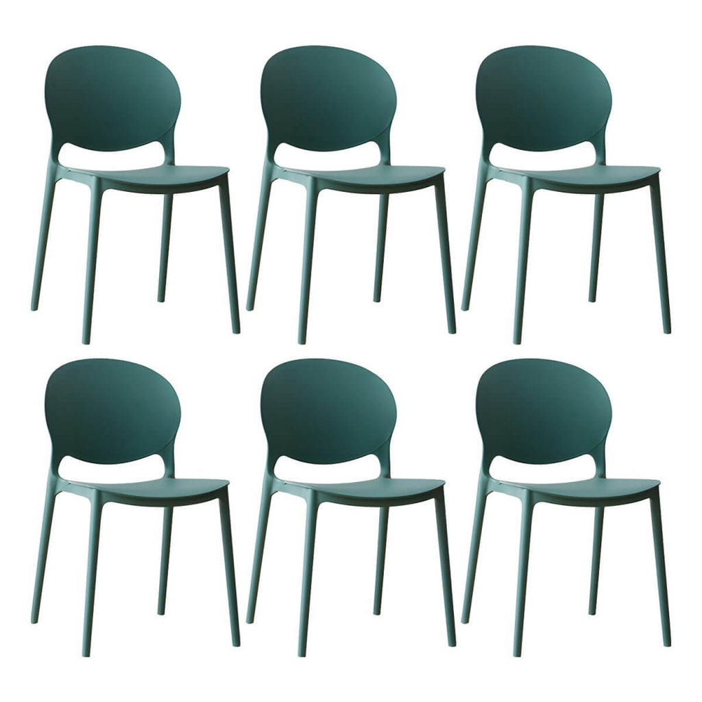 Scandinavian plastic dining chair with open back and four legs, ideal for home use