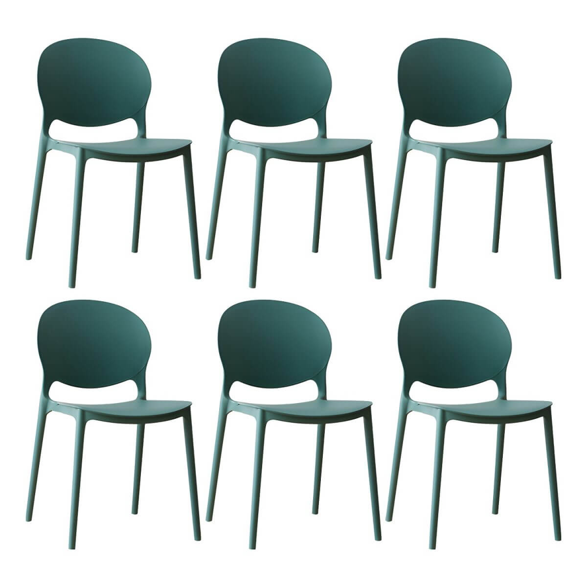 Scandinavian plastic dining chair with open back and four legs, ideal for home use