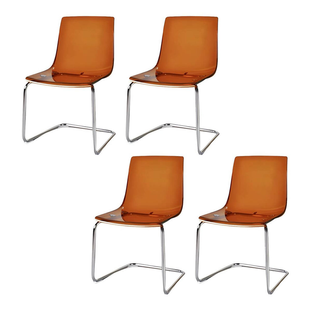Scandinavian style low back side chair made of plastic and acrylic, ideal for kitchen and dining areas
